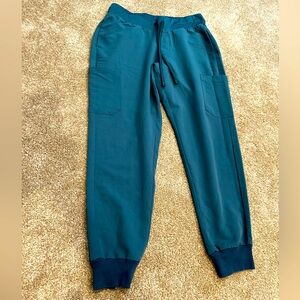 Small petite blue mandala jogger pants